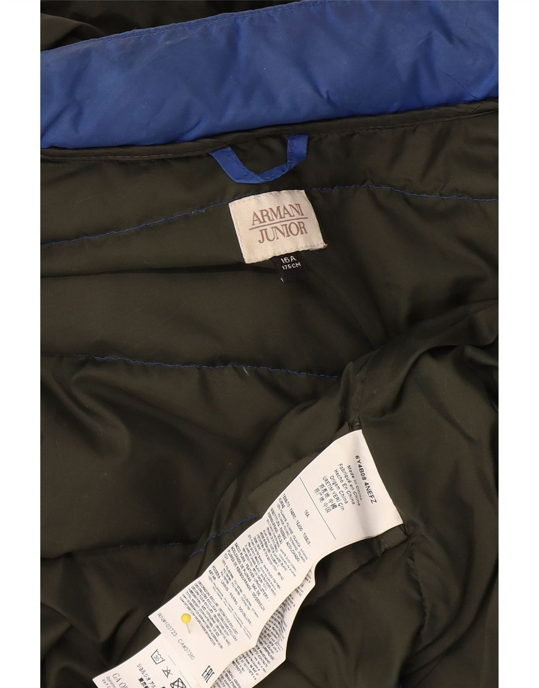 Armani Junior Chaqueta acolchada con capucha para niño 15-16 años Poliamida azul