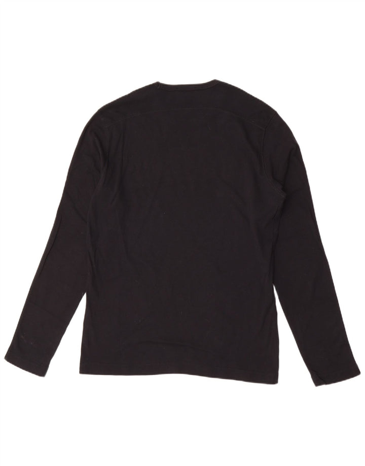 Gas Mens Graphic Top Manga Larga Grande Algodón Negro