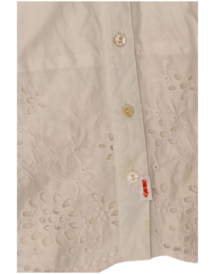 WAREHOUSE Blusa de manga corta para mujer UK 10 Small White Poliéster