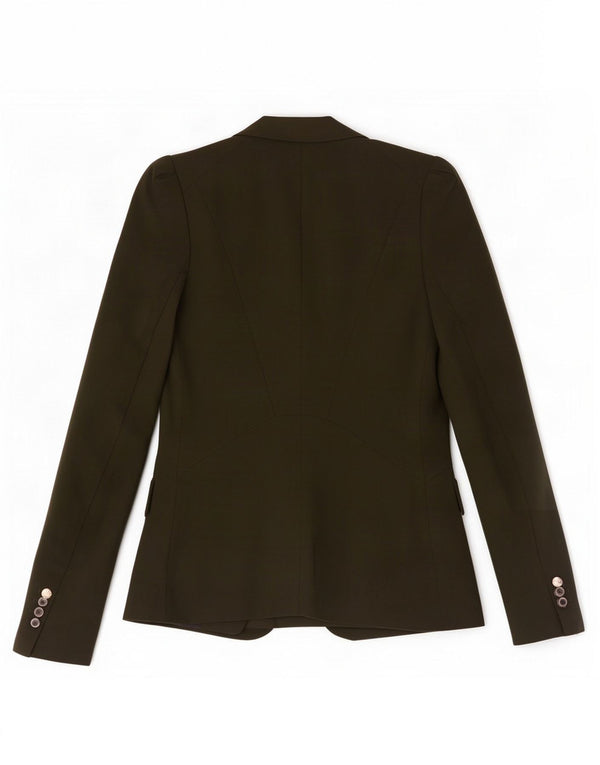 Zara Mujer Chaqueta Blazer De 1 Botón UK 6 XS Poliéster Caqui