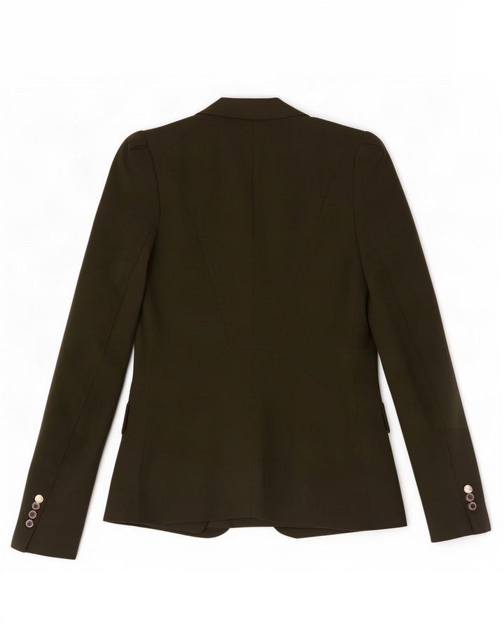 Zara Mujer Chaqueta Blazer De 1 Botón UK 6 XS Poliéster Caqui