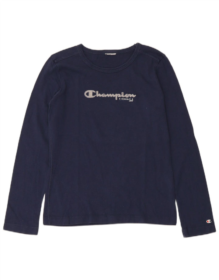 CHAMPION Camiseta de mujer de manga larga UK 8 Small Azul marino Algodón