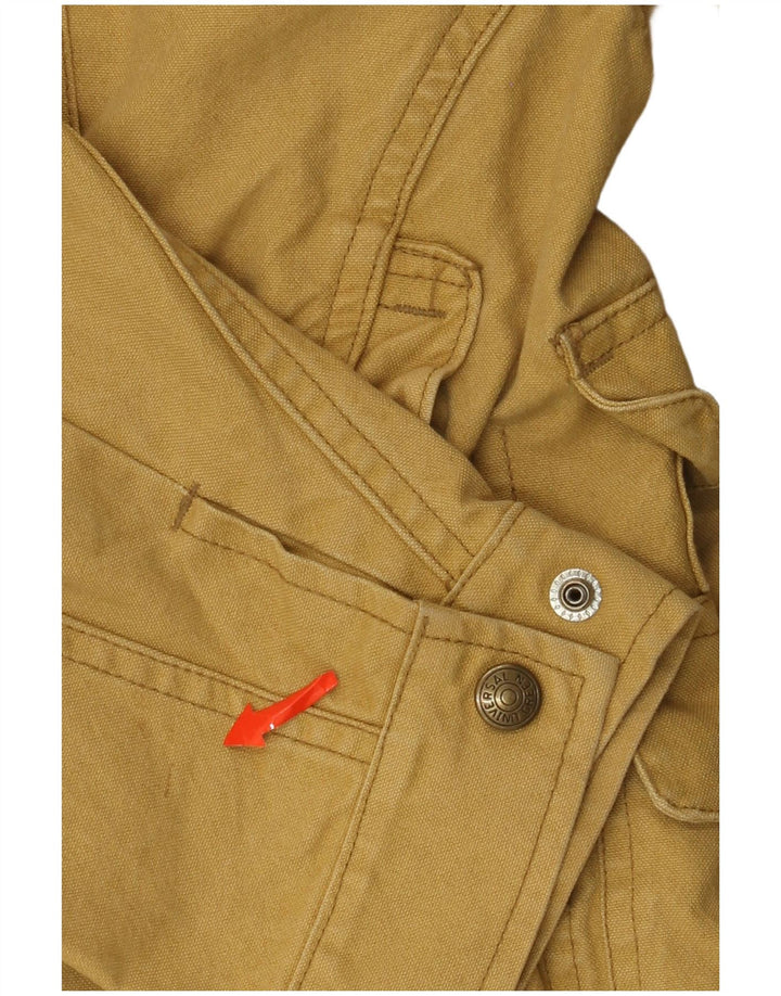 Vintage hombres chaqueta utilitaria IT 50 algodón amarillo grande