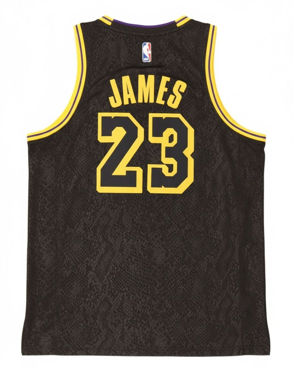 Nike Camiseta sin mangas con gráfico de Los Angeles Lakers para hombre, talla grande, estampado animal negro