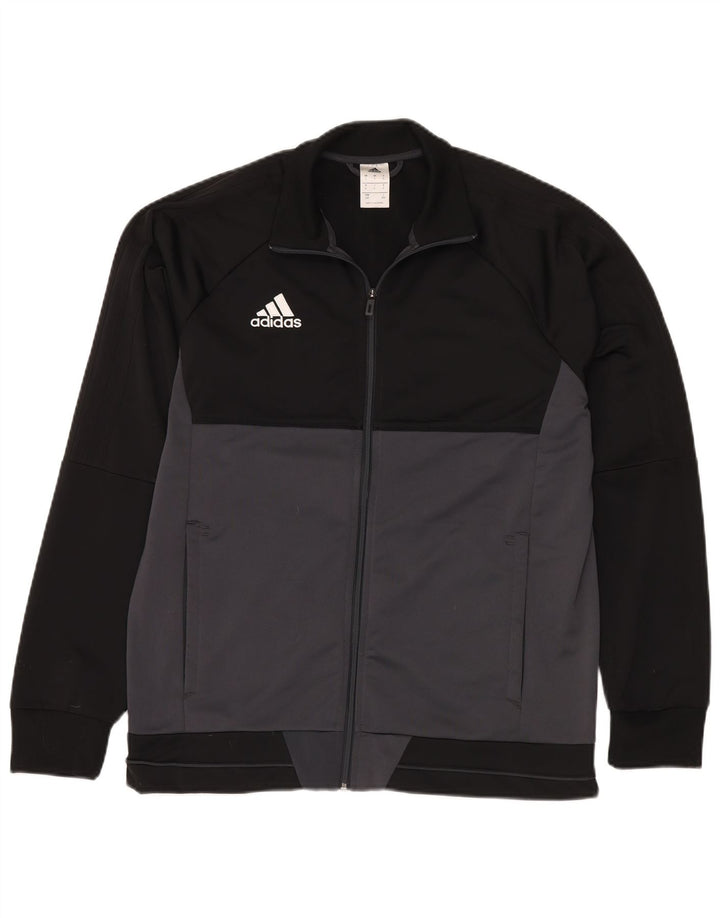 ADIDAS Hombre Chándal Top Chaqueta Grande Negro Colorblock Poliéster