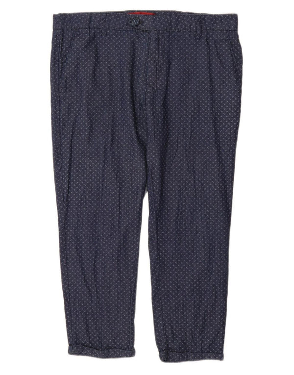 Zara Mens Crop Tapered Chino Pantalones EU 42 Large W32 L23 Azul Marino Manchado
