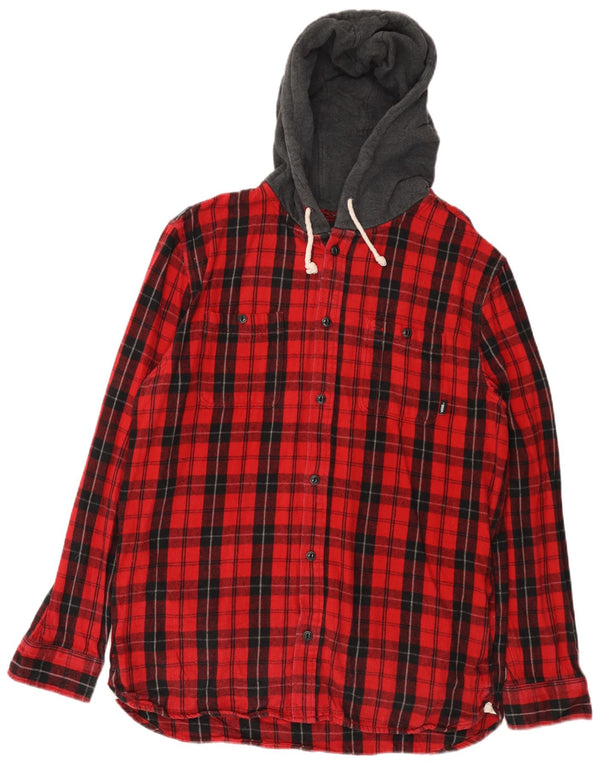 Vans Camisa de franela con capucha y corte clásico para hombre XL Algodón a cuadros rojos