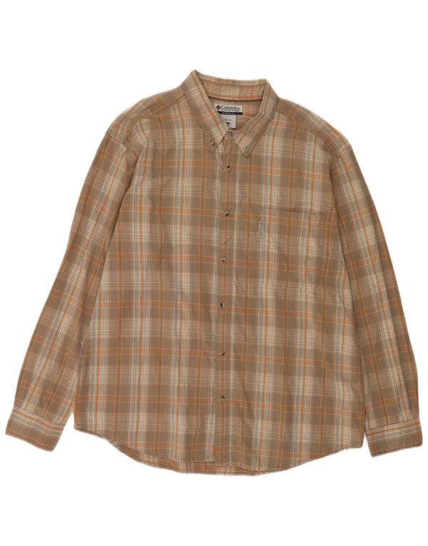 Columbia Camisa para hombre 2XL Algodón a cuadros beige