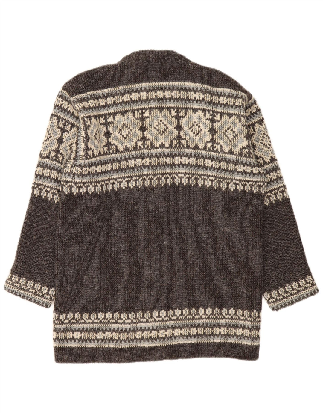 NORDSTRIKK Suéter Cárdigan para Hombre Pequeño Gris Lana Virgen Fair Isle