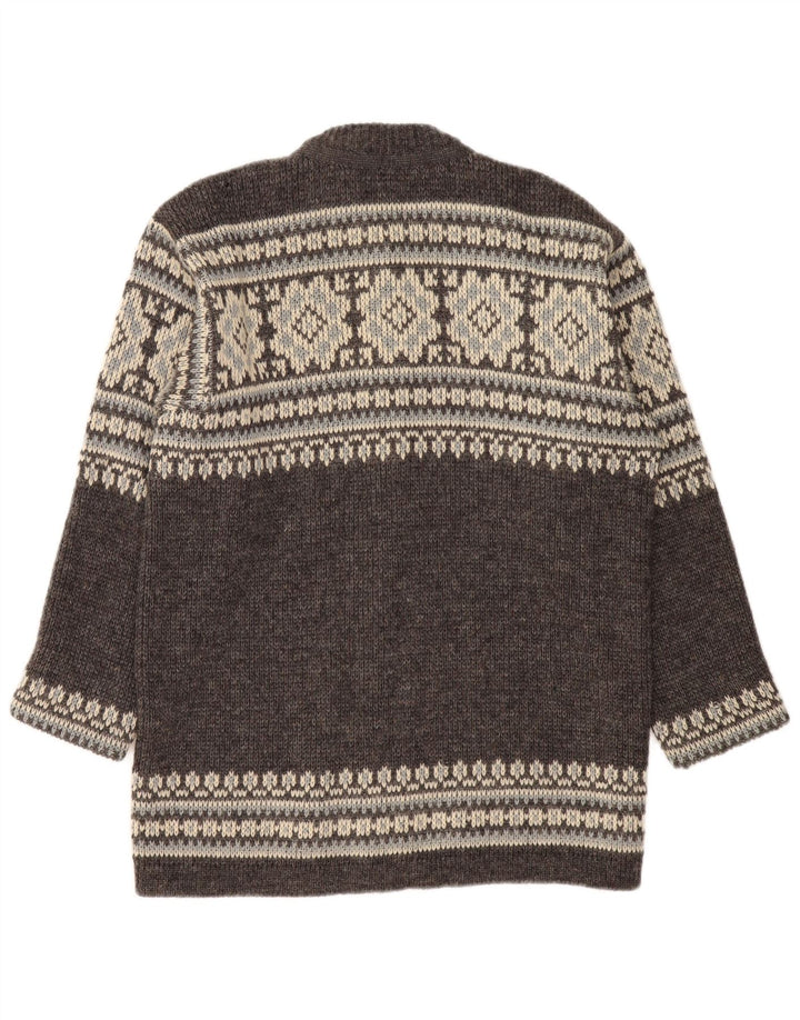 NORDSTRIKK Suéter Cárdigan para Hombre Pequeño Gris Lana Virgen Fair Isle