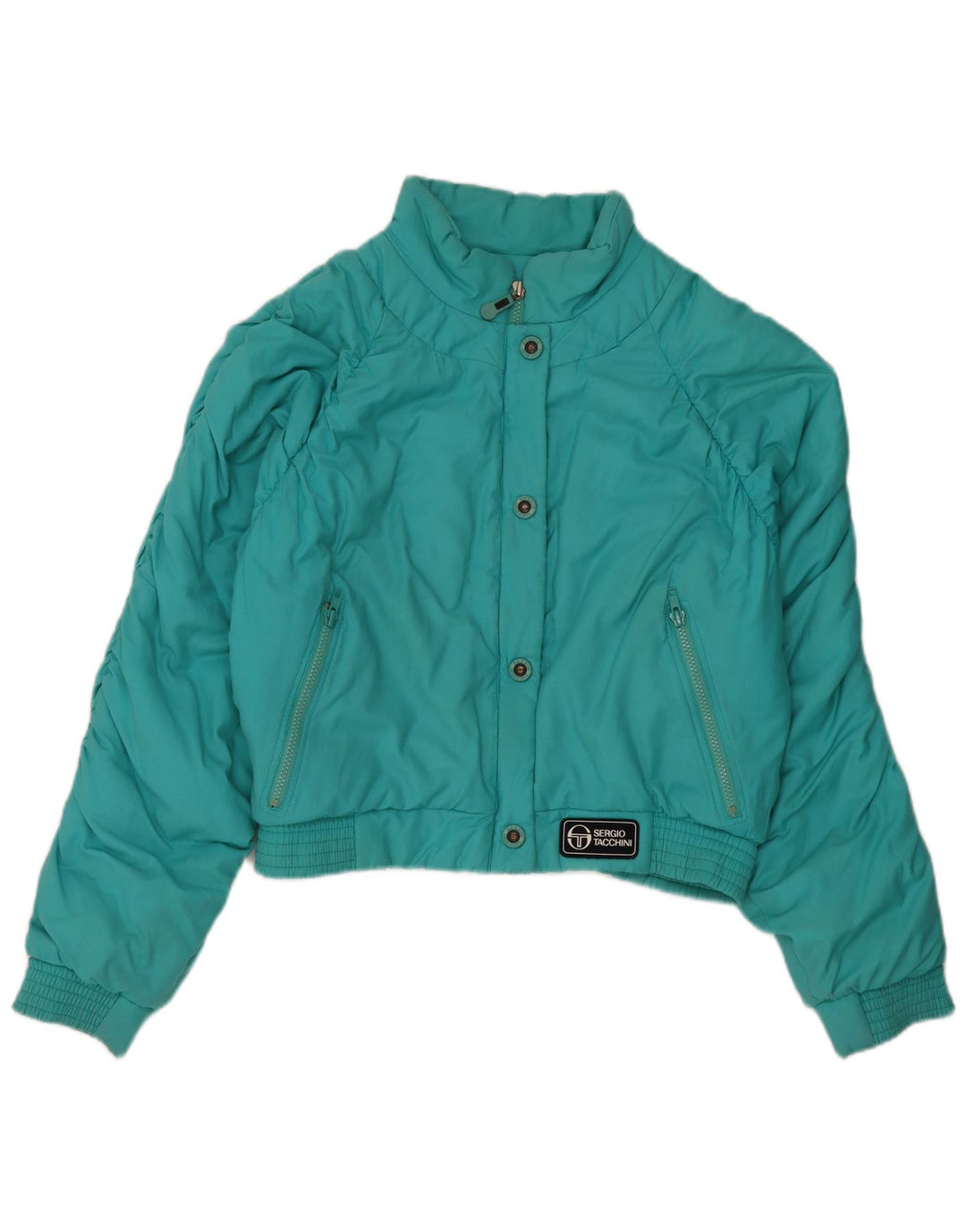 Sergio Tacchini Chaqueta Acolchada Corta Holgada para Mujer IT 42 Turquesa Mediana