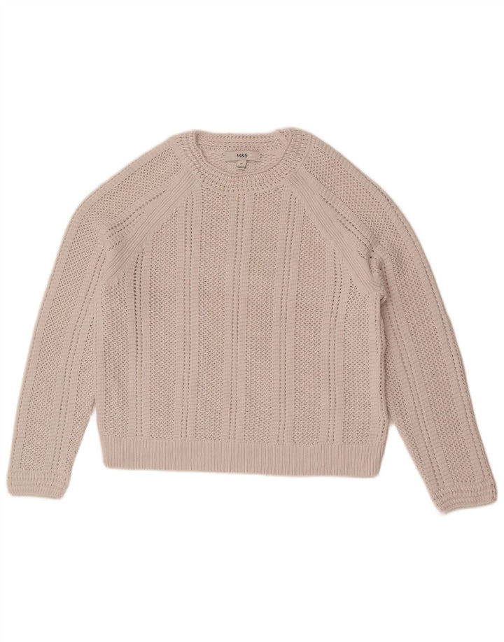 Marks & Spencer Suéter Corto con Cuello Redondo para Mujer UK 14 Medium Off White
