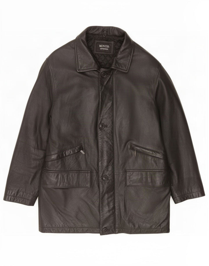 Montes Abrigo de cuero para hombre UK 38 Medium Black