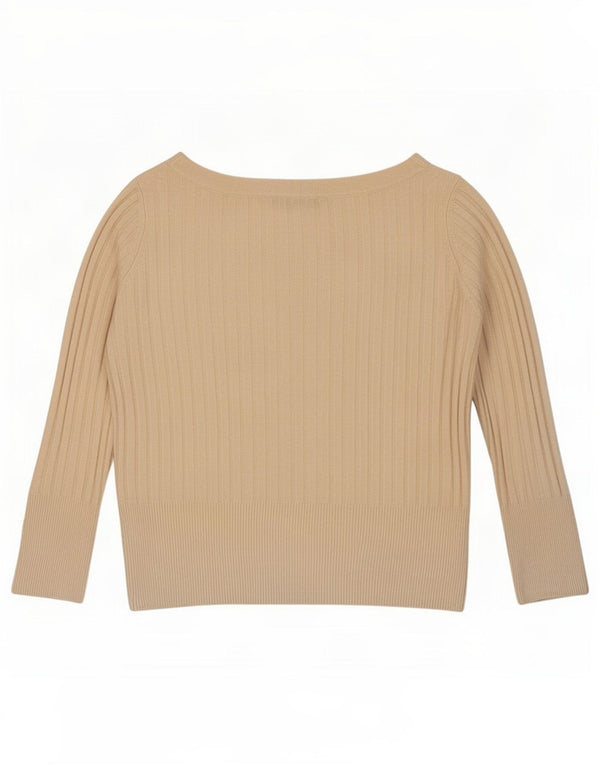 Marks & Spencer Suéter Corto con Cuello Barco para Mujer UK 44 Grande Blanco Roto