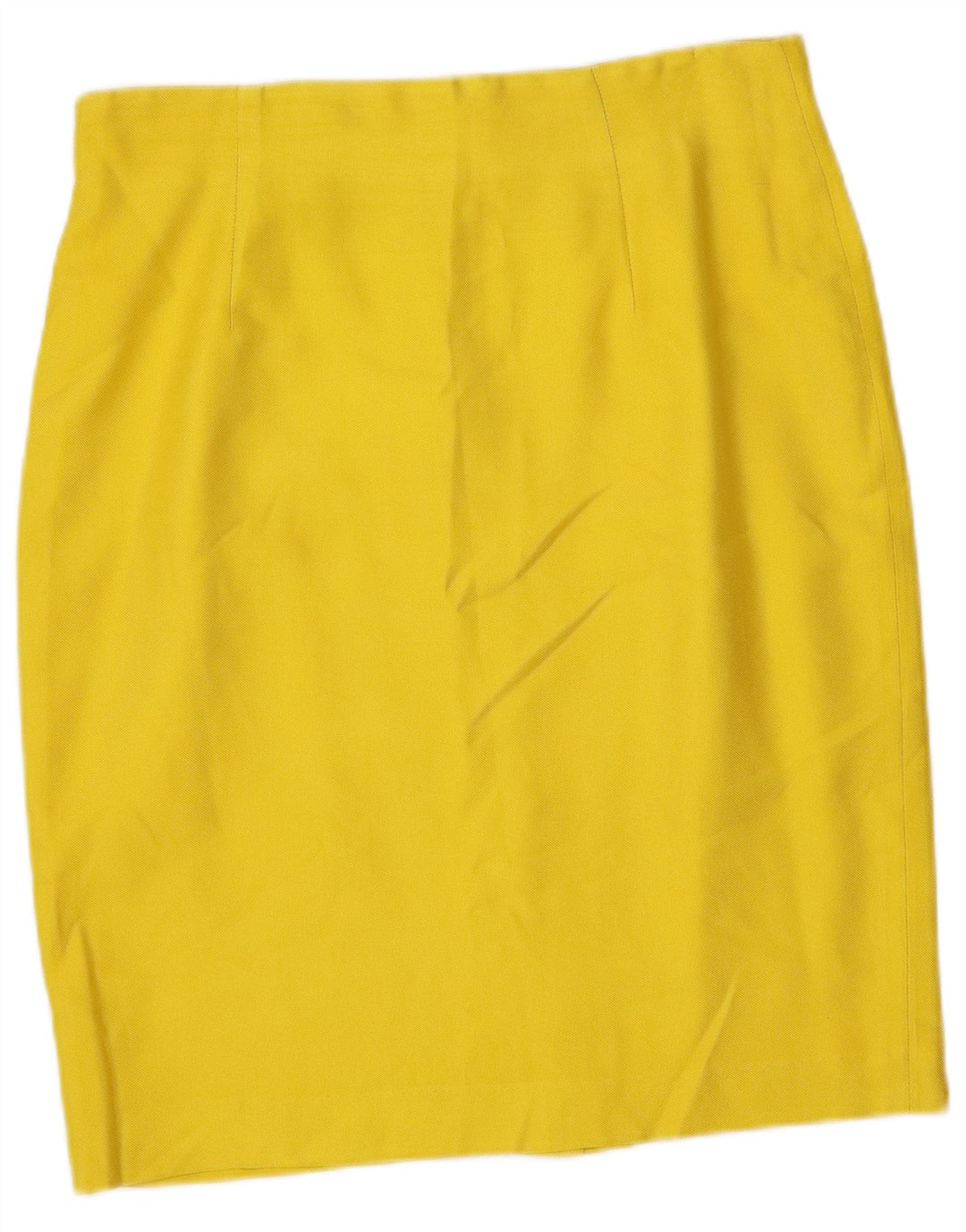 Vintage mujer 4 botones 2 piezas falda conjunto IT 46 grande W32 seda amarilla