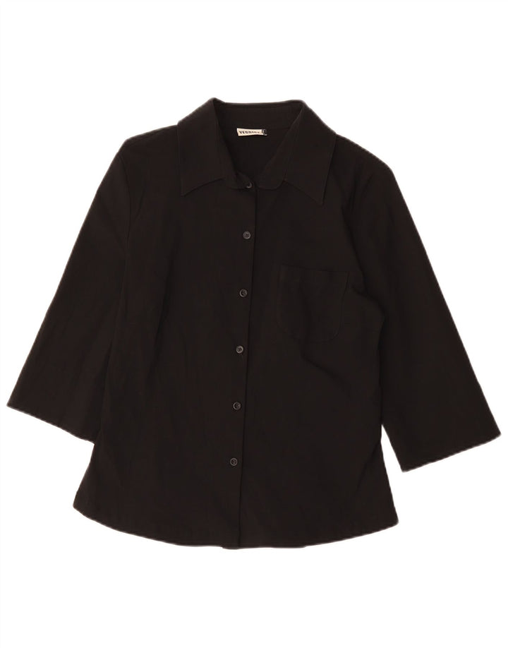 YESSICA Blusa camisera de manga 3/4 para mujer EU 38 Viscosa negra mediana