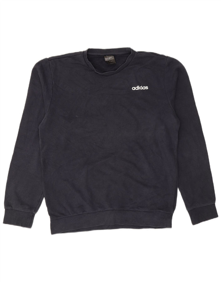 Adidas Hombre Sudadera Jumper Medium Azul Marino Algodón