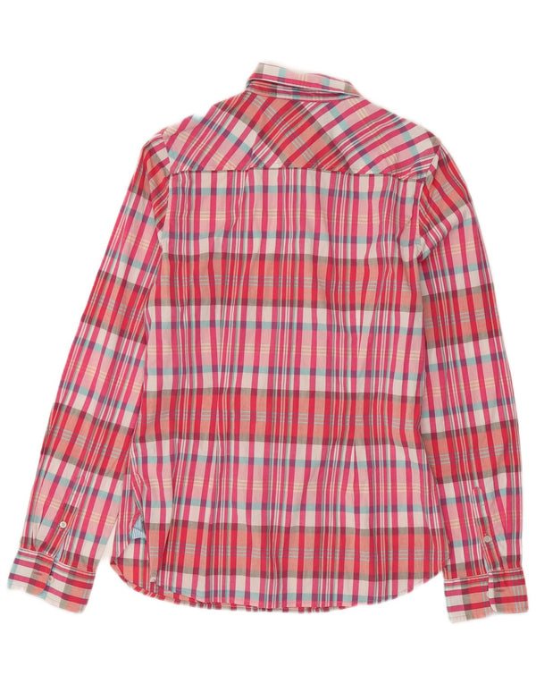 TOMMY HILFIGER Camisa ajustada para mujer US 8 Algodón a cuadros rosa mediano