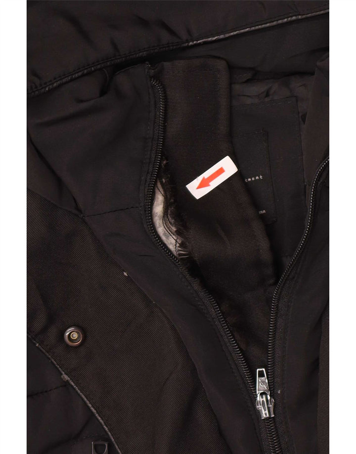 Zara Mujer Abrigo Acolchado Con Capucha UK 44 Medium Negro