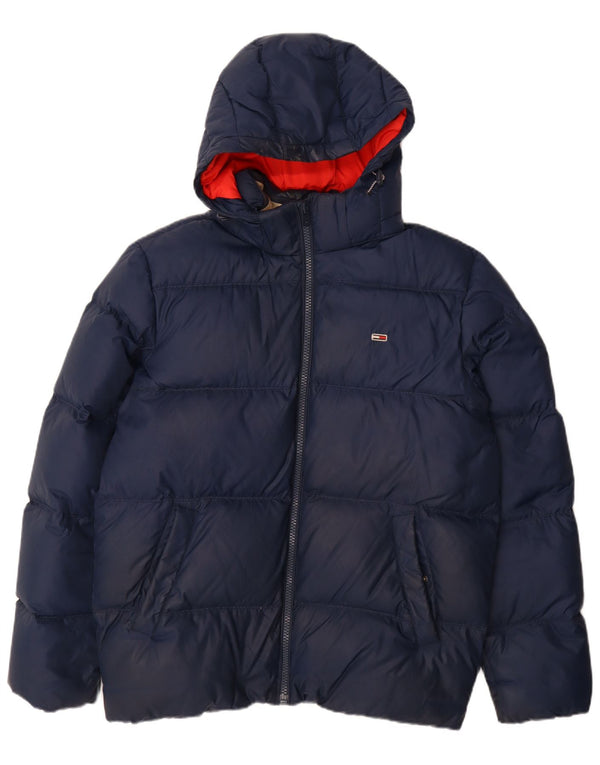 Tommy Hilfiger Chaqueta acolchada con capucha para hombre UK 42 XL Poliéster azul marino