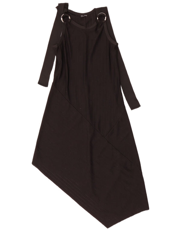 Zara Vestido Asimétrico De Manga Larga Para Mujer UK 42 Medium Black Pinstripe