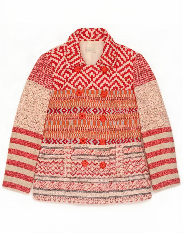 Chaquetón Desigual para mujer EU 40 Rojo Medio Algodón Fair Isle