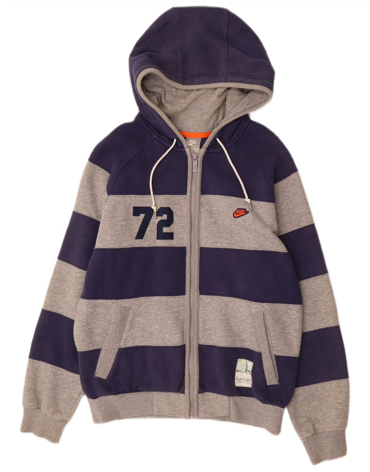 NIKE Sudadera con capucha y cremallera gráfica para hombre UK 36/38 Small Azul marino a rayas