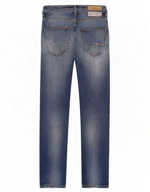 Meltin' Pot Womens Distressed Slim Jeans W29 L34 Blue Cotton