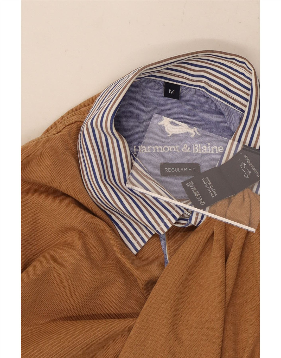 HARMONT & BLAINE Polo de rugby de manga larga para hombre Algodón beige medio