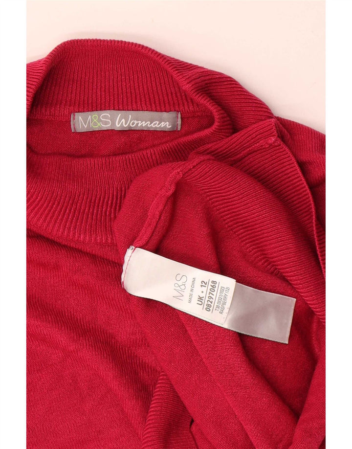 Marks & Spencer suéter con cuello alto para mujer, talla 40, acrílico rojo mediano