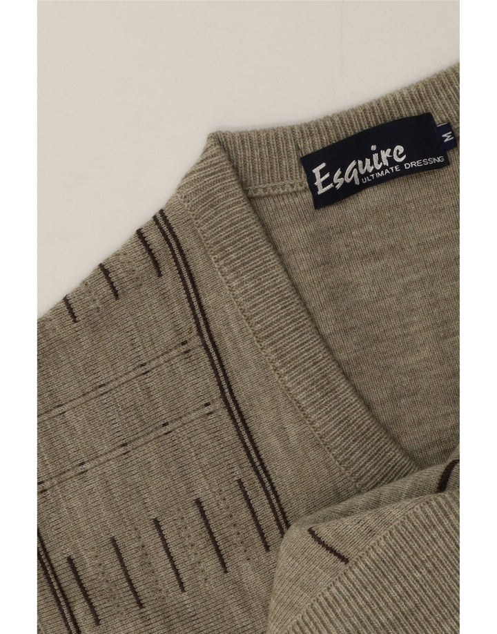 Vintage hombres chaleco tanque top medio gris geométrico