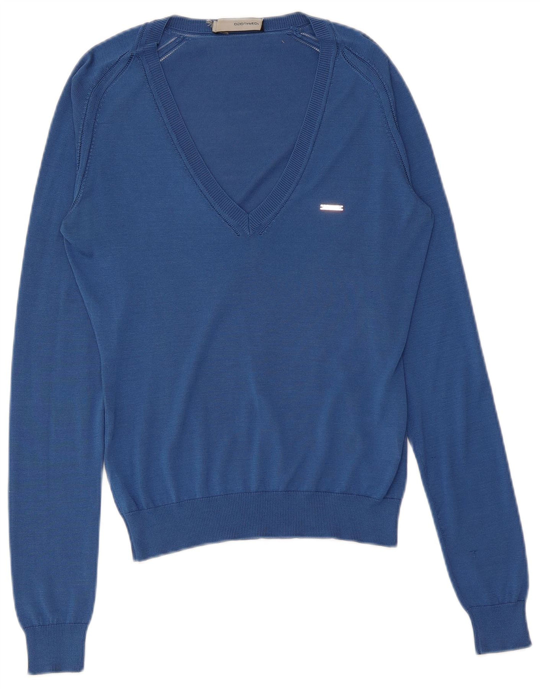 Dsquared2 Jersey con cuello en V para mujer UK 40 Seda azul medio