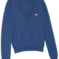 Dsquared2 Jersey con cuello en V para mujer UK 40 Seda azul medio