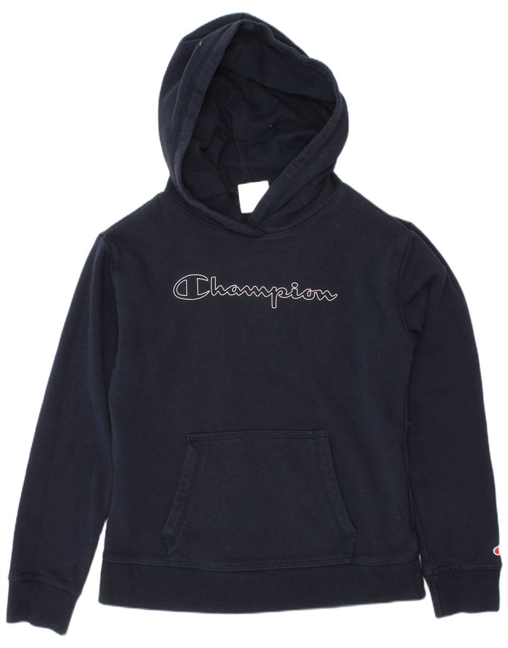 CHAMPION Jersey con capucha gráfica para niñas 9-10 años Mediano Azul marino Algodón