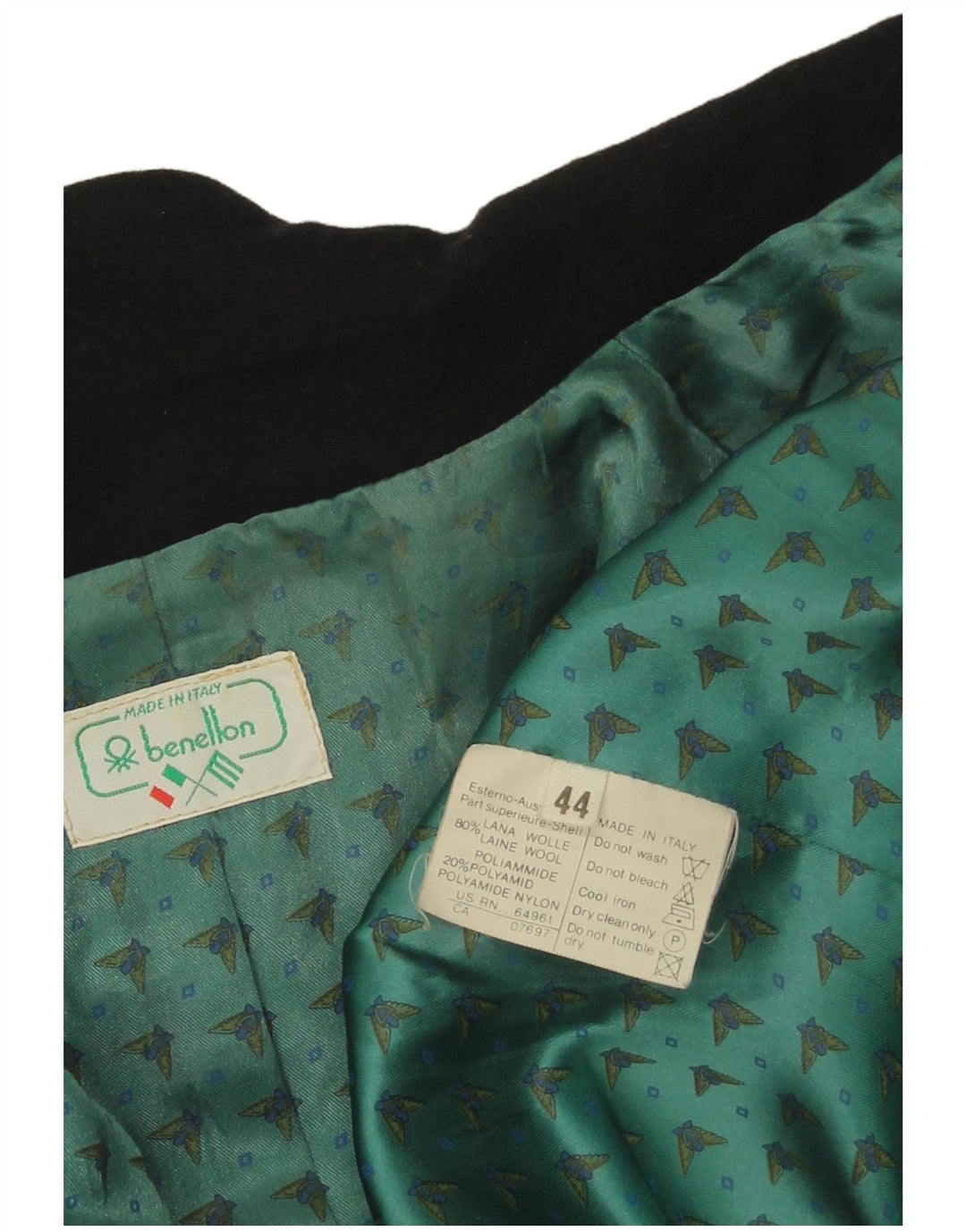 Benetton Chaqueta Americana De 1 Botón IT 44 Mediana De Lana Negra