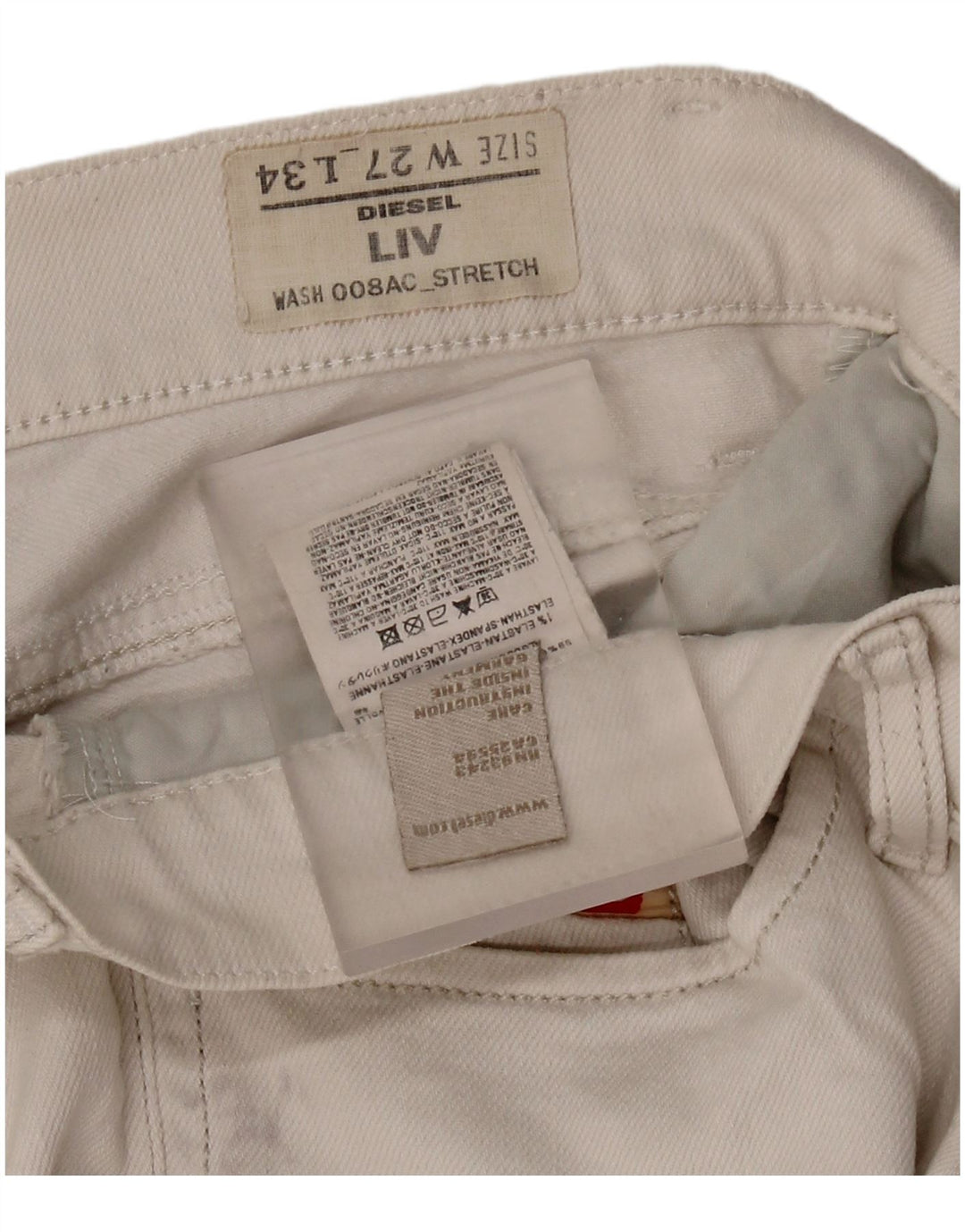 DIESEL Vaqueros Liv Slim Rectos W27 L24 Algodón Blanco Mujer