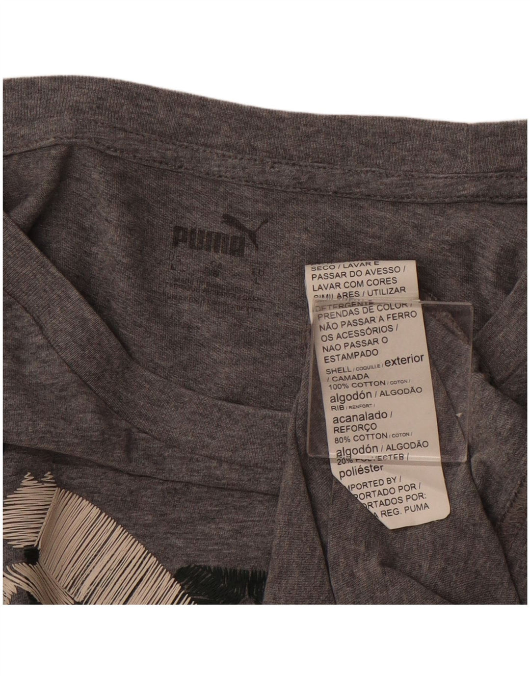 PUMA Camiseta gráfica para mujer Top UK 46 Large Grey Cotton