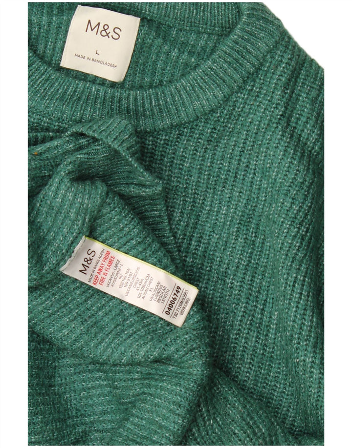 Marks & Spencer - Jersey de cuello redondo para hombre, talla grande, poliamida verde