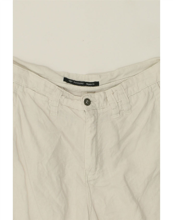 DOCKERS Mens Chino Shorts W31 Medium White Linen Vintage Dockers and Second-Hand Dockers from Messina Hembry 