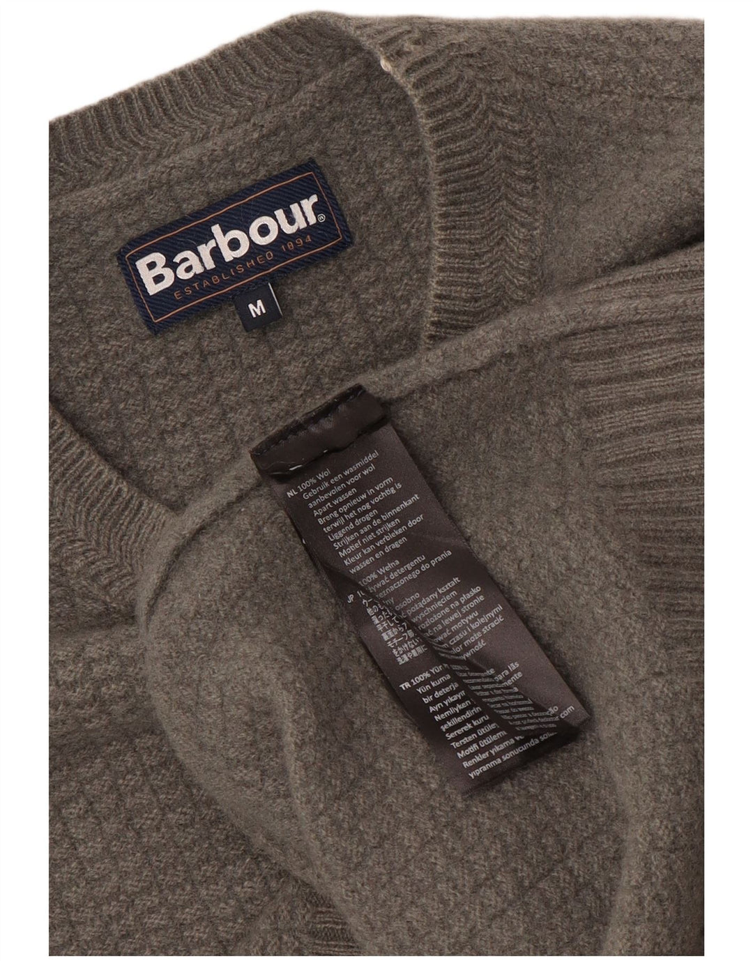 Barbour Jersey con Cuello Redondo para Niños 11-12 Años Lana Gris Medio