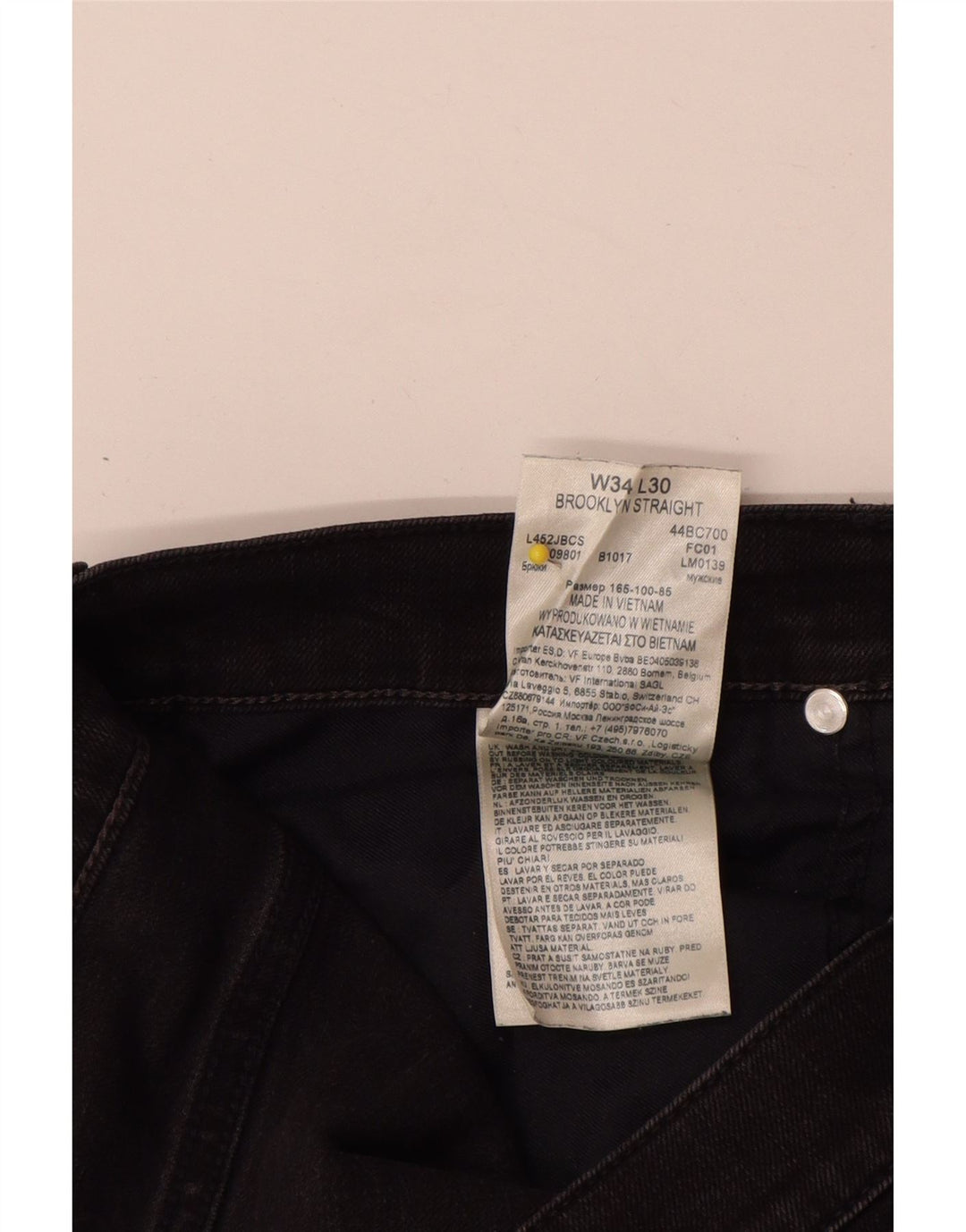 Lee Vaqueros Rectos Brooklyn para Hombre W34 L30 Algodón Negro