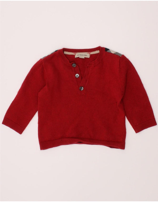 BURBERRY Jersey con cuello y botones para bebé niño 9-12 meses Rojo Colorblock