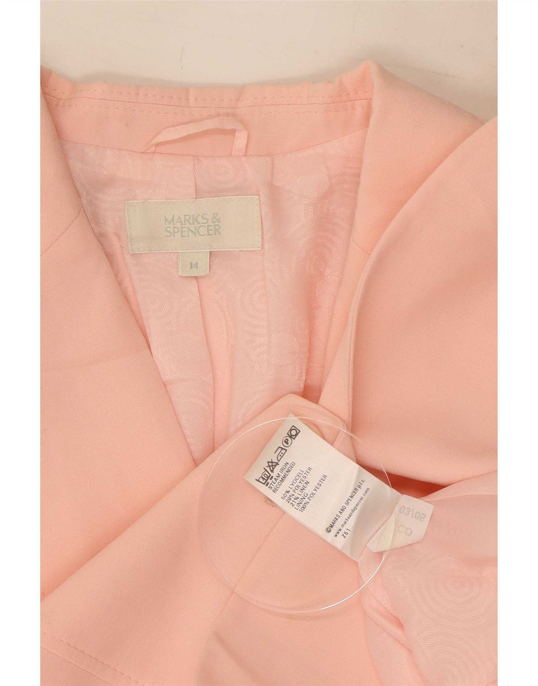 Marks & Spencer Chaqueta tipo blazer de 2 botones para mujer UK 44 Large Pink Lyocell