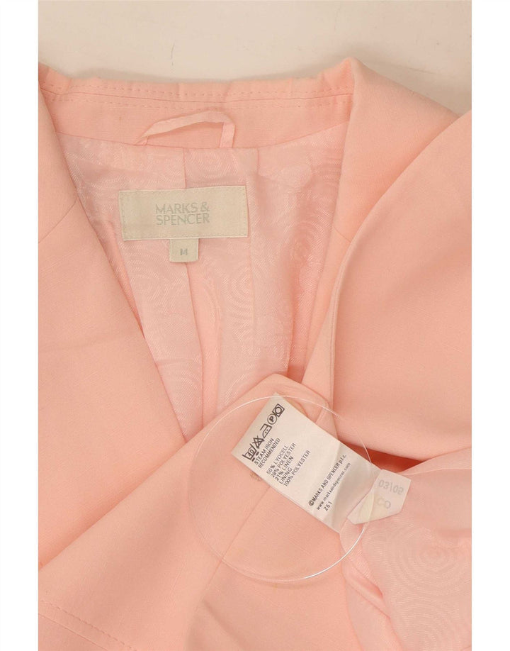 Marks & Spencer Chaqueta tipo blazer de 2 botones para mujer UK 44 Large Pink Lyocell