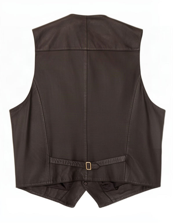 Chaleco de cuero vintage para hombre IT 54 2XL Negro