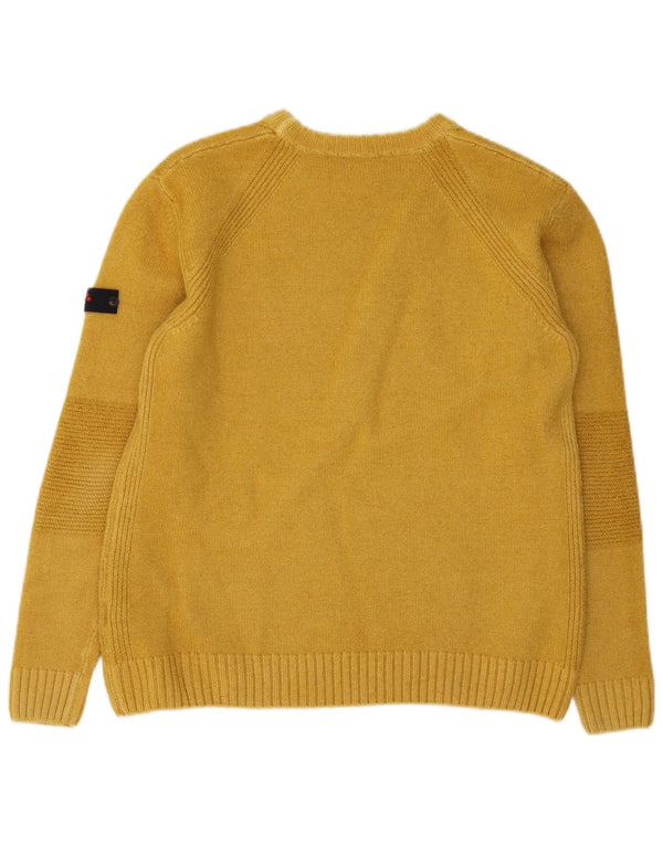 PEUTEREY Jersey de cuello redondo para hombre de lana amarilla grande