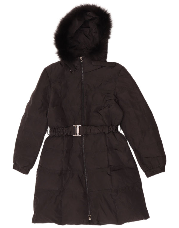 Abrigo acolchado con capucha vintage para mujer IT 50 XL Poliéster negro