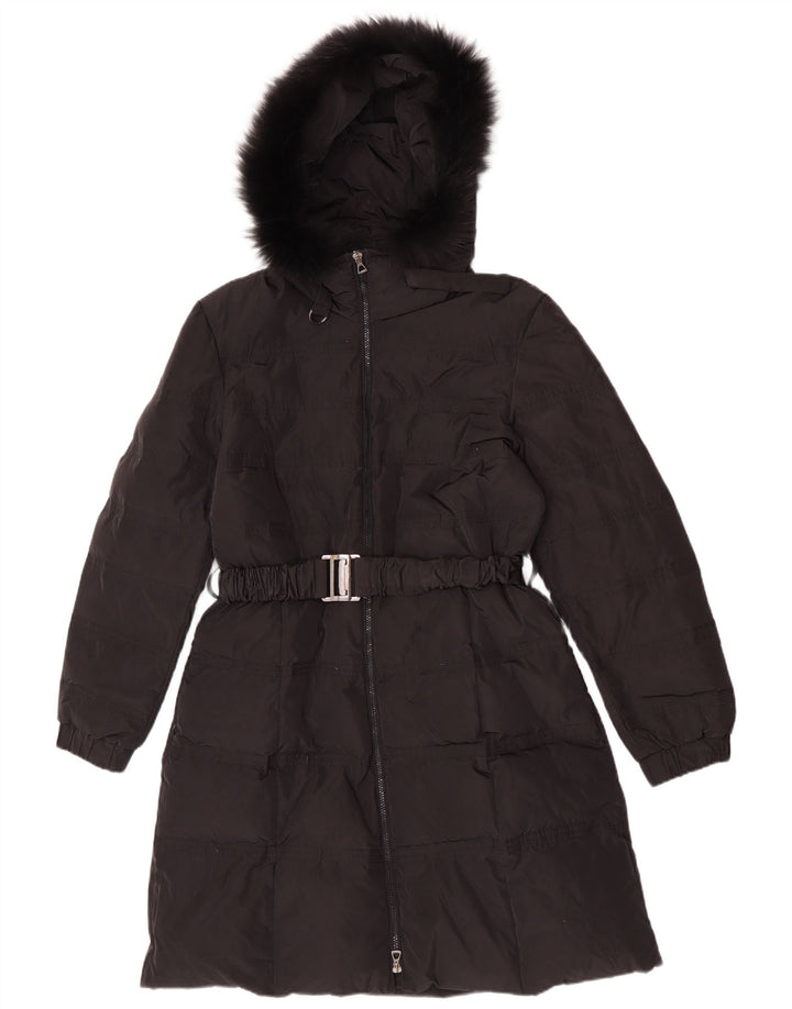 Abrigo acolchado con capucha vintage para mujer IT 50 XL Poliéster negro