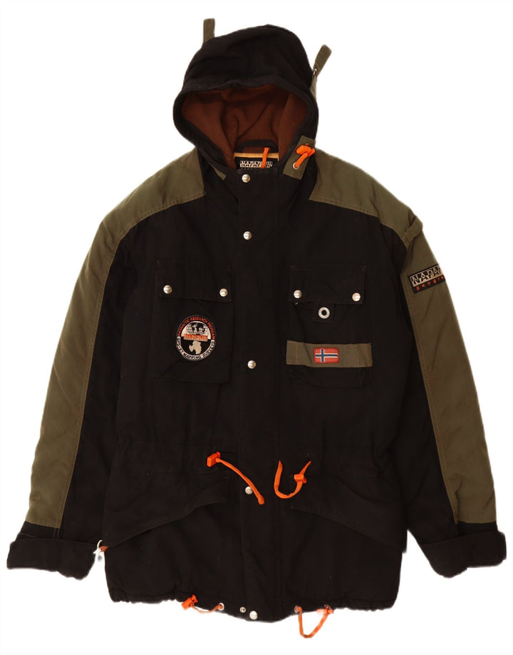 NAPAPIJRI Chaqueta cortavientos con capucha para hombre UK 38 Medium Black Polyamide
