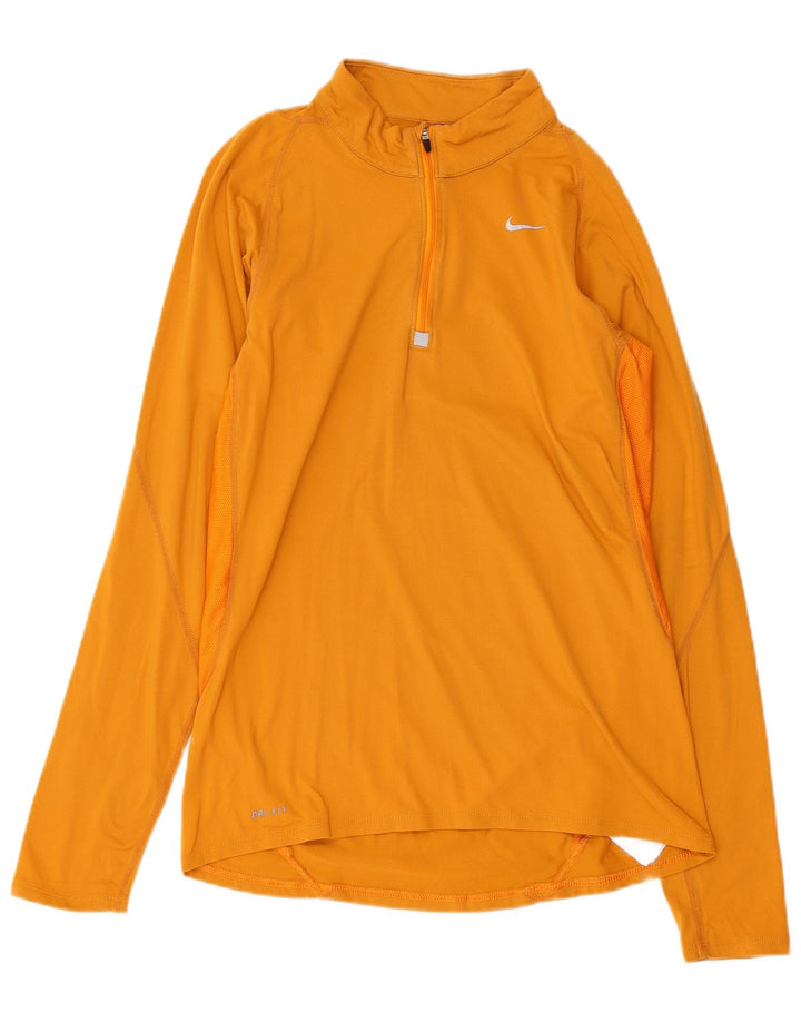 NIKE - Chándal Dri Fit con cremallera y cuello para mujer, talla S, color amarillo